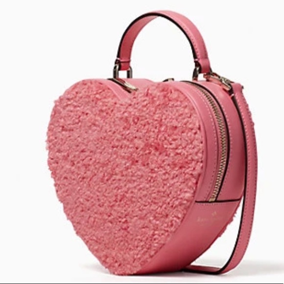 🆕 KATE SPADE | Love Shack Heart Crossbody Pink Pomegranate Faux Fur - Picture 11 of 16